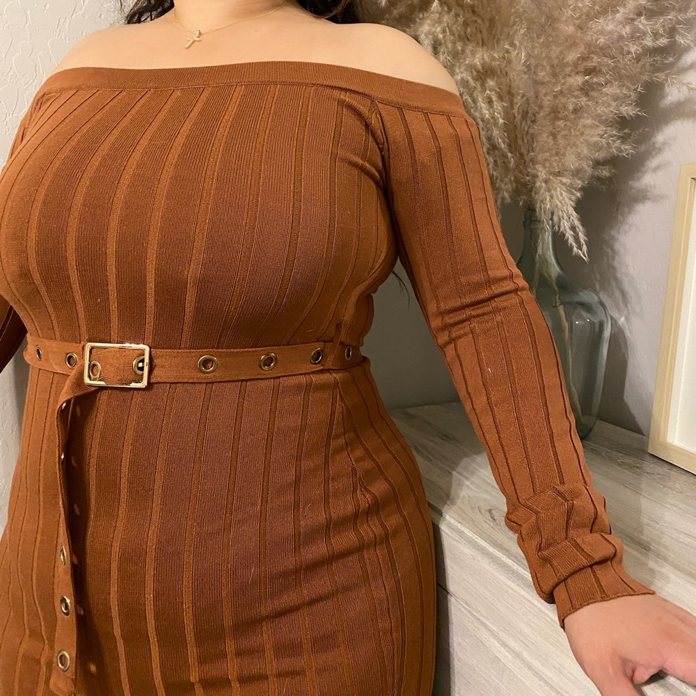 Orange Retro Dress with Belt